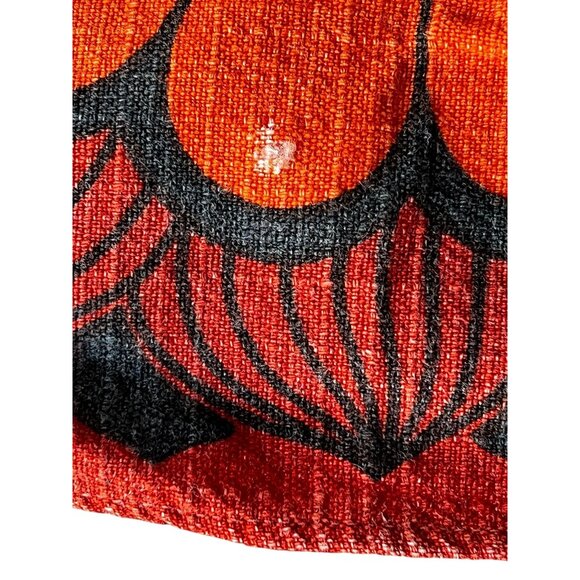 Orange & Black Floral MCM Placemat & Napkin Set Linen Cotton Boho 1970s READ - Picture 11 of 13